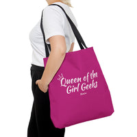 Queen of the Girl Geeks Polyester Tote Bag in Pink