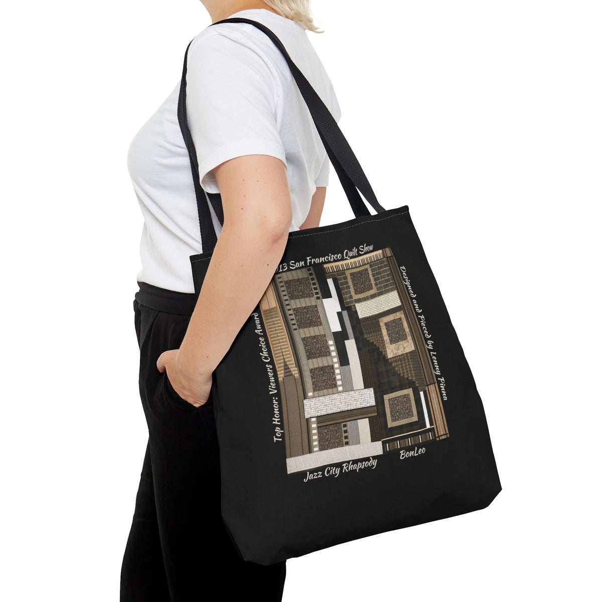 Jazz City Rhapsody Designed by Lenny Pinna Tote Bag in Black