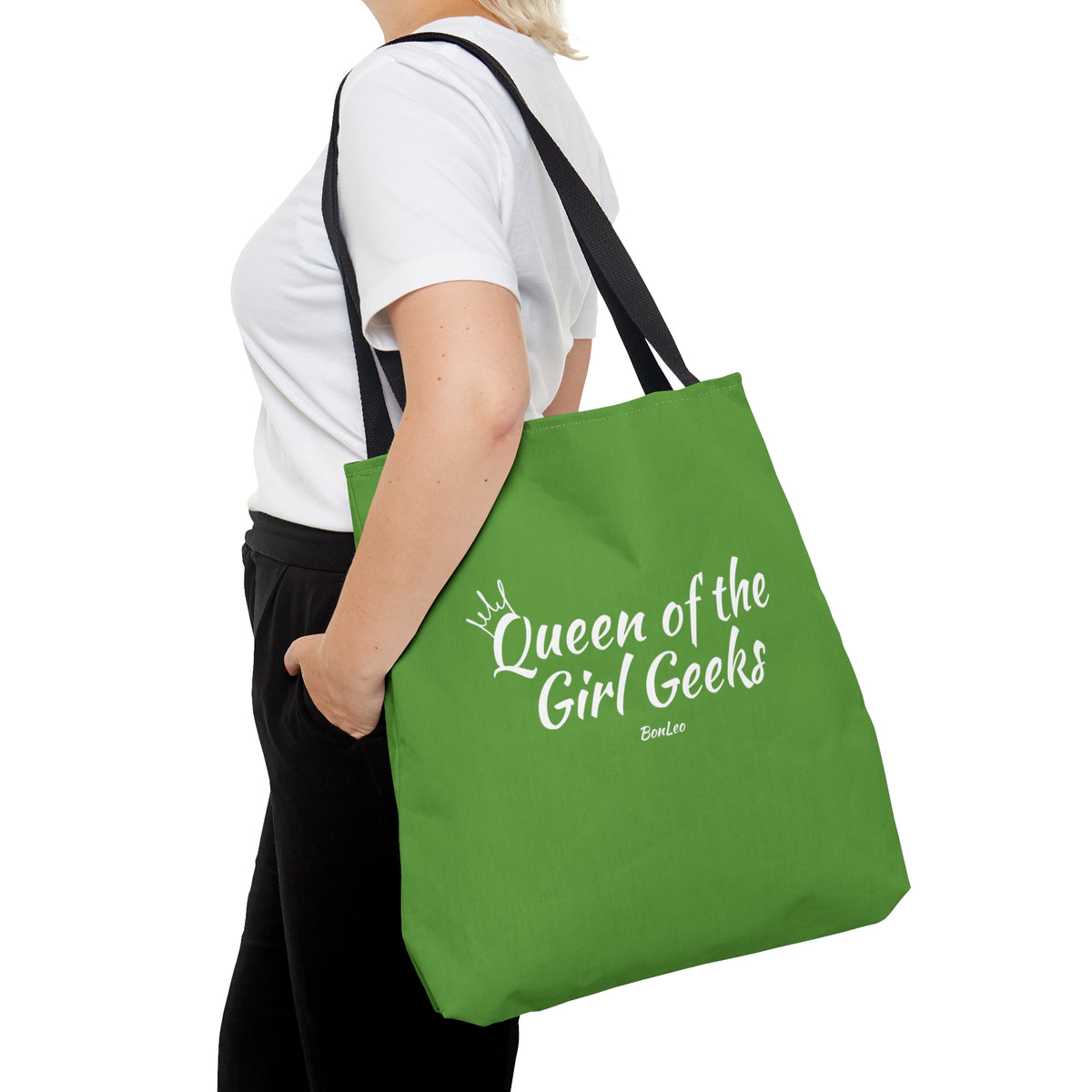 Queen of the Girl Geeks Polyester Tote Bag in Green