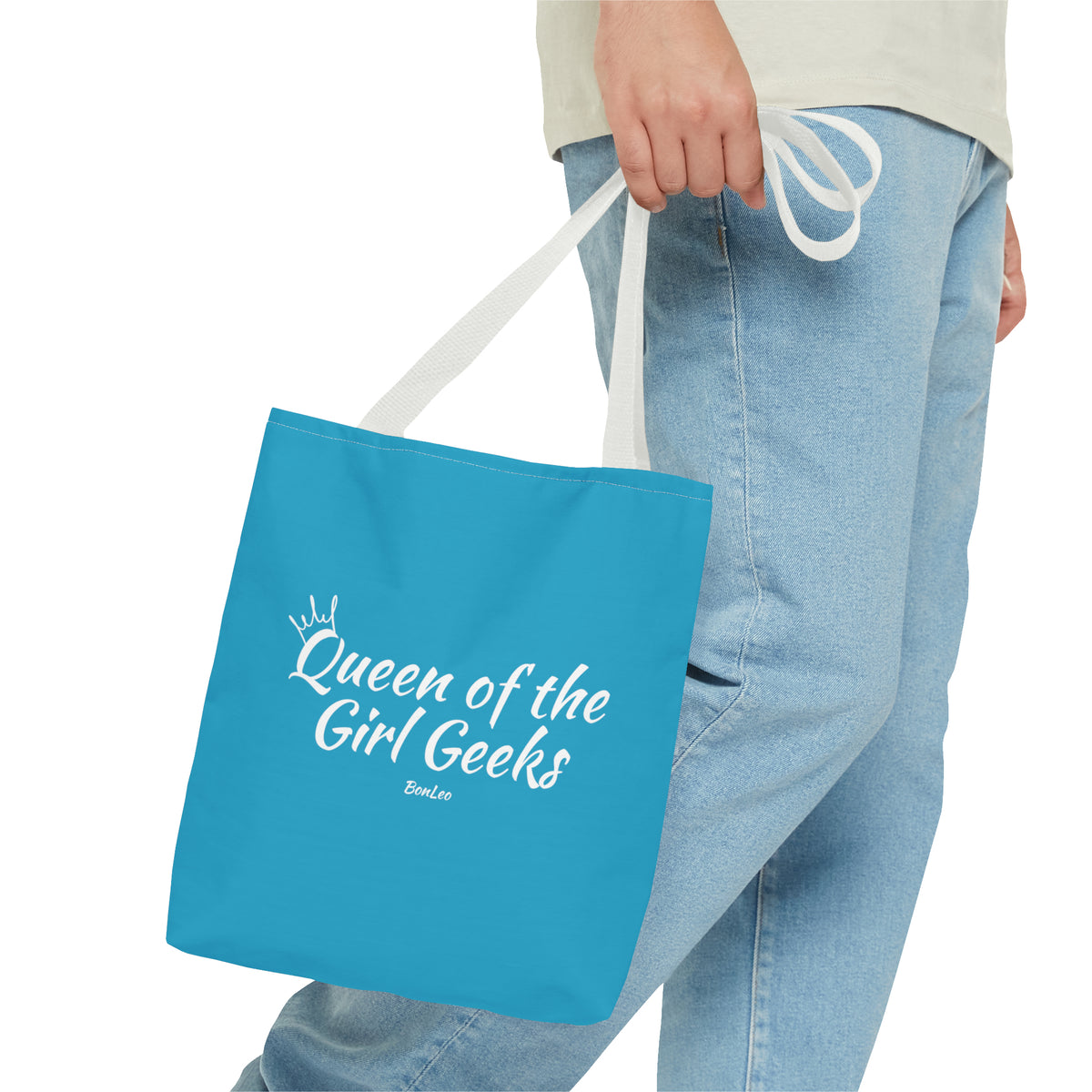 Queen of the Girl Geeks Polyester Tote Bag in Turquoise