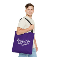 Queen of the Girl Geeks Polyester Tote Bag in Purple