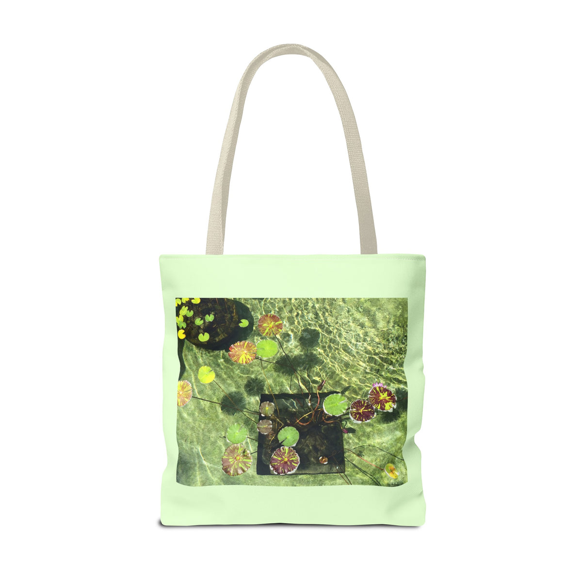 Waterlilies at The Getty Villa Mint Green, Photograph by Lenny Pinna Tote Bag