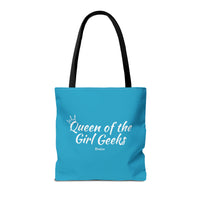 Queen of the Girl Geeks Polyester Tote Bag in Turquoise