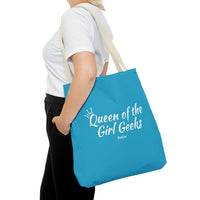 Queen of the Girl Geeks Polyester Tote Bag in Turquoise