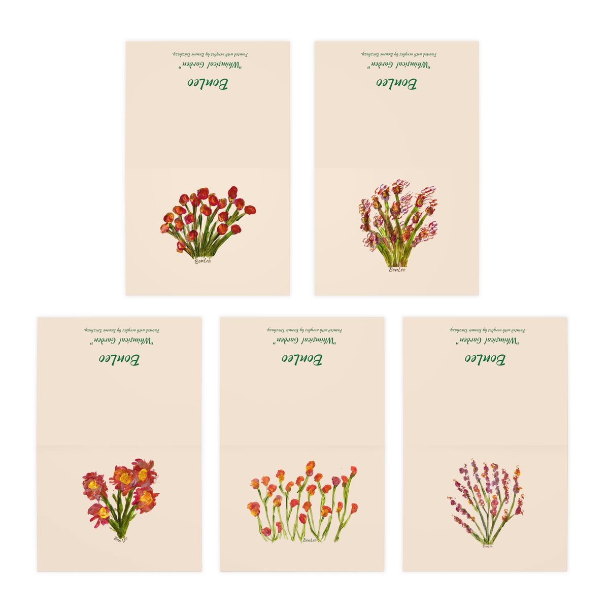 Whimsical Garden Multi-Design Greeting Cards (5-Pack)