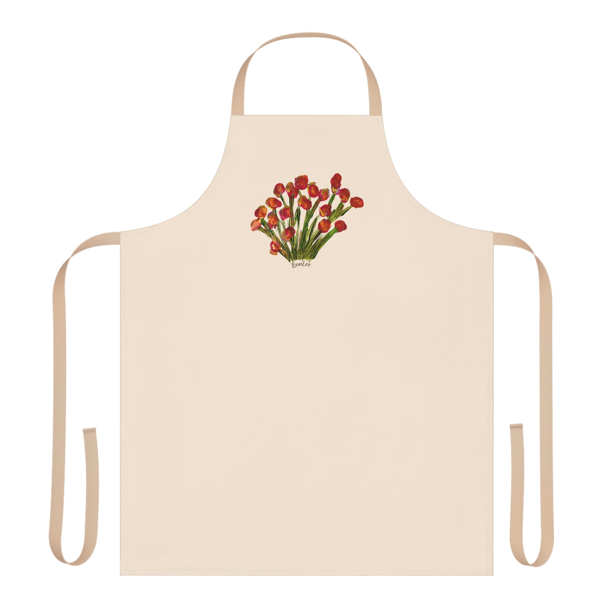 Whimsical Garden Red Flowers Apron