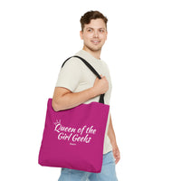 Queen of the Girl Geeks Polyester Tote Bag in Pink