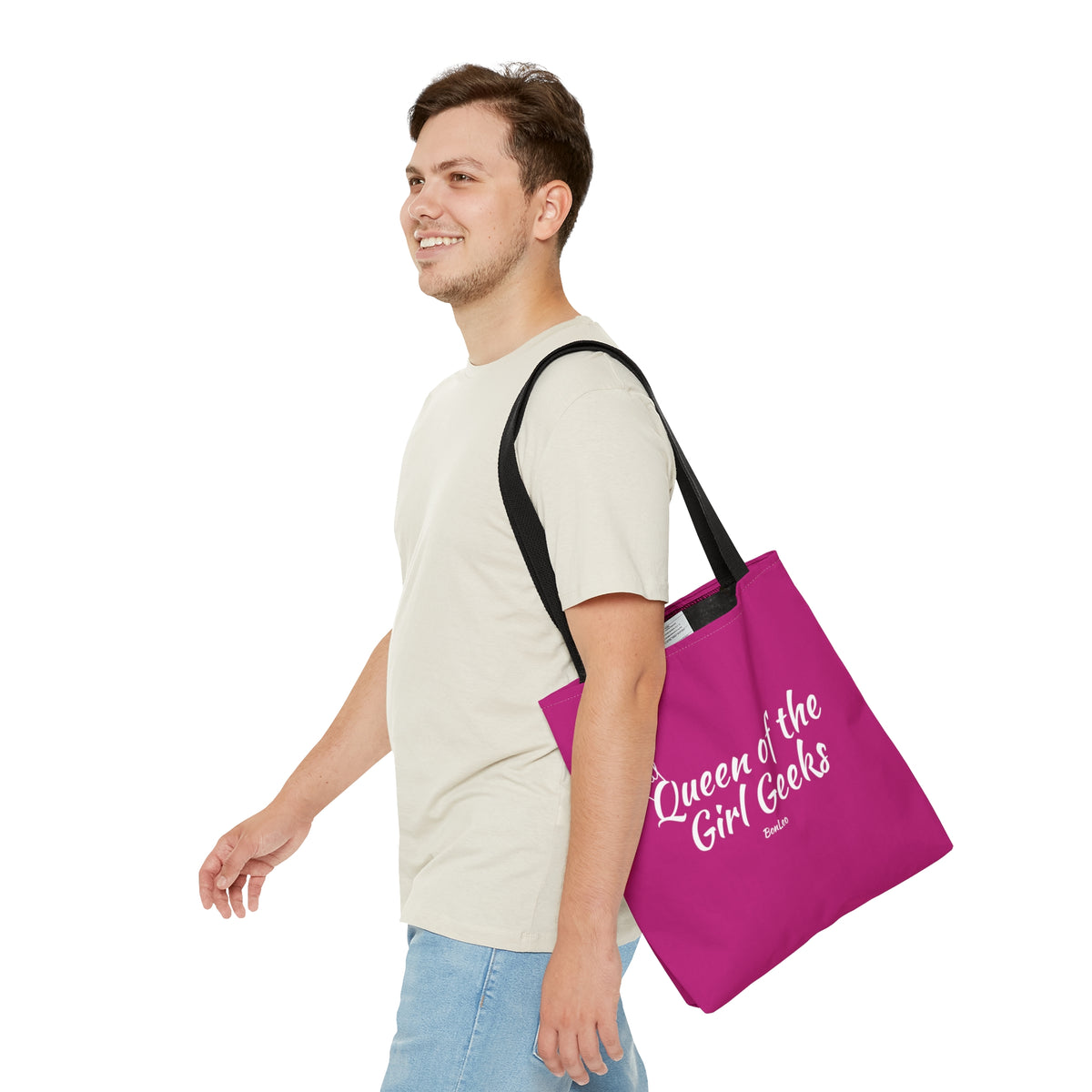 Queen of the Girl Geeks Polyester Tote Bag in Pink