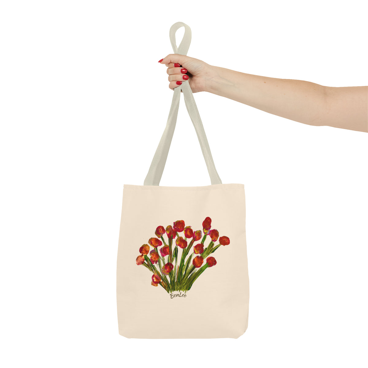 Whimsical Garden Tote Bag Red Flowers