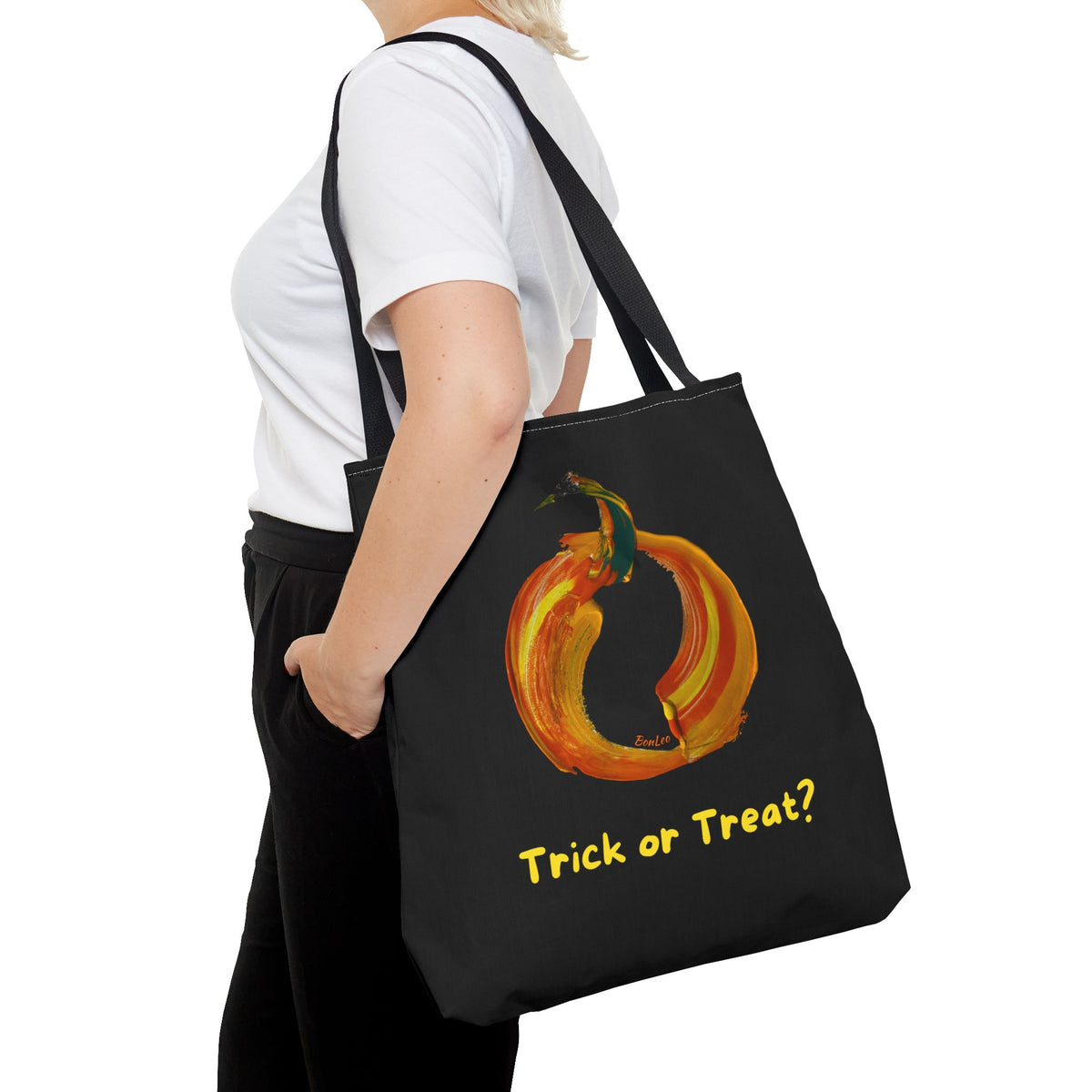 Fiery Halloween Pumpkin Trick or Treat Bag by Lenny Pinna