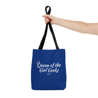 Queen of the Girl Geeks Polyester Tote Bag in Dark Blue