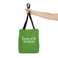 Queen of the Girl Geeks Polyester Tote Bag in Green