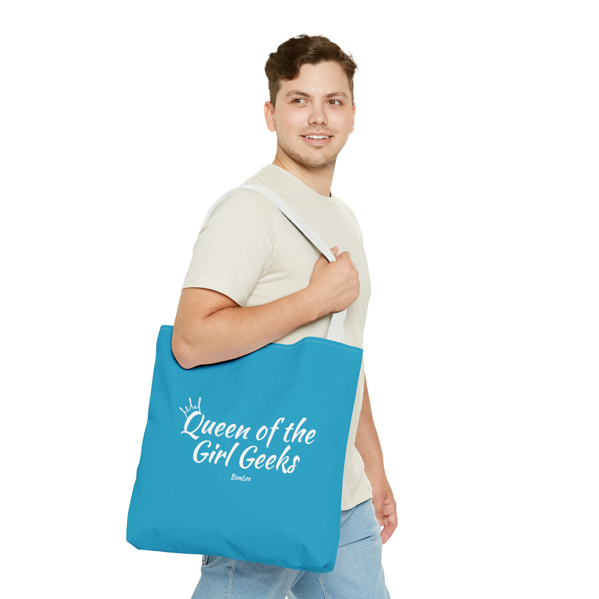 Queen of the Girl Geeks Polyester Tote Bag in Turquoise