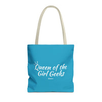 Queen of the Girl Geeks Polyester Tote Bag in Turquoise