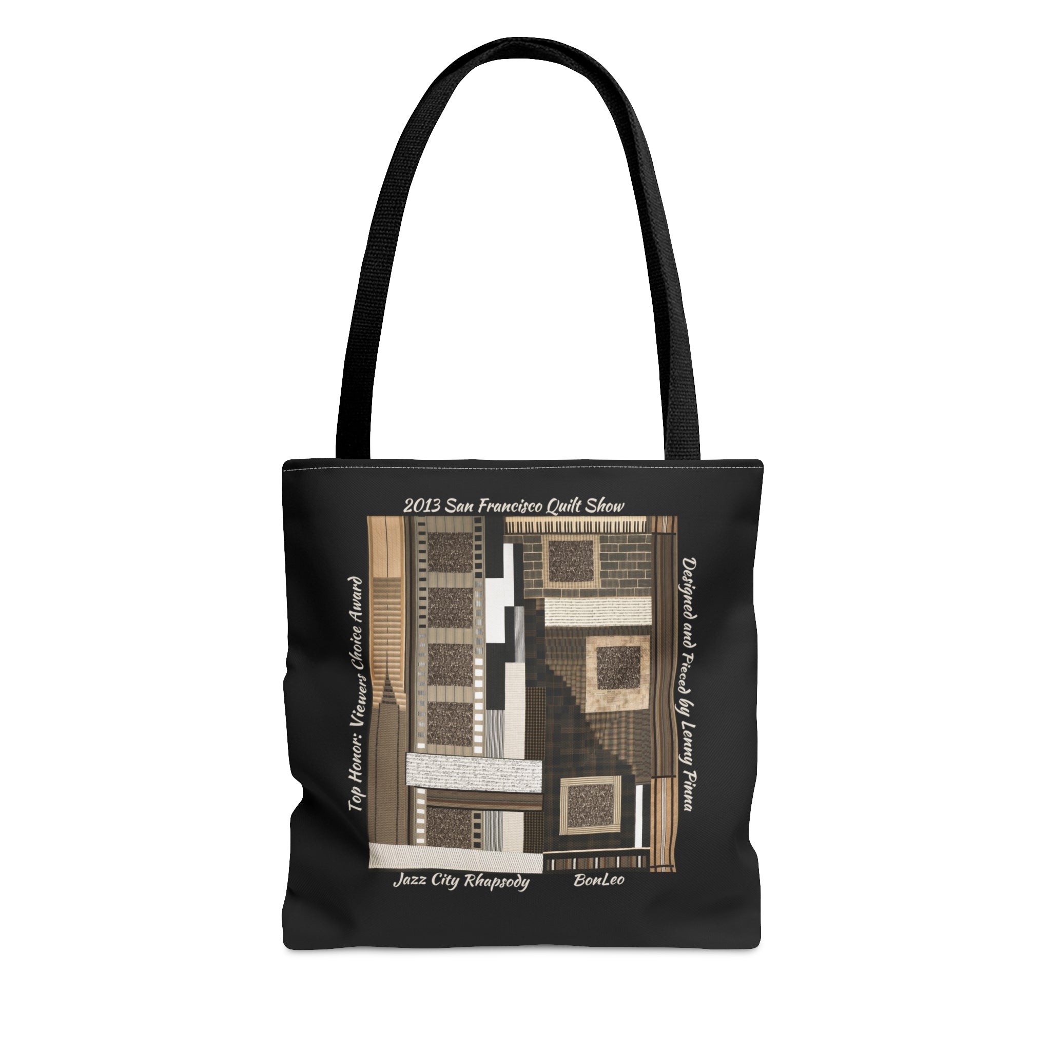 Jazz City Rhapsody Designed by Lenny Pinna Tote Bag in Black BonLeo