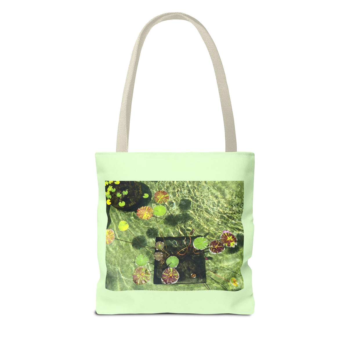 Waterlilies at The Getty Villa Mint Green, Photograph by Lenny Pinna Tote Bag