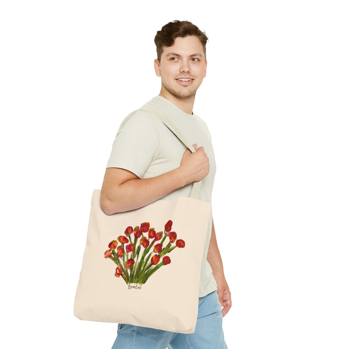 Whimsical Garden Tote Bag Red Flowers