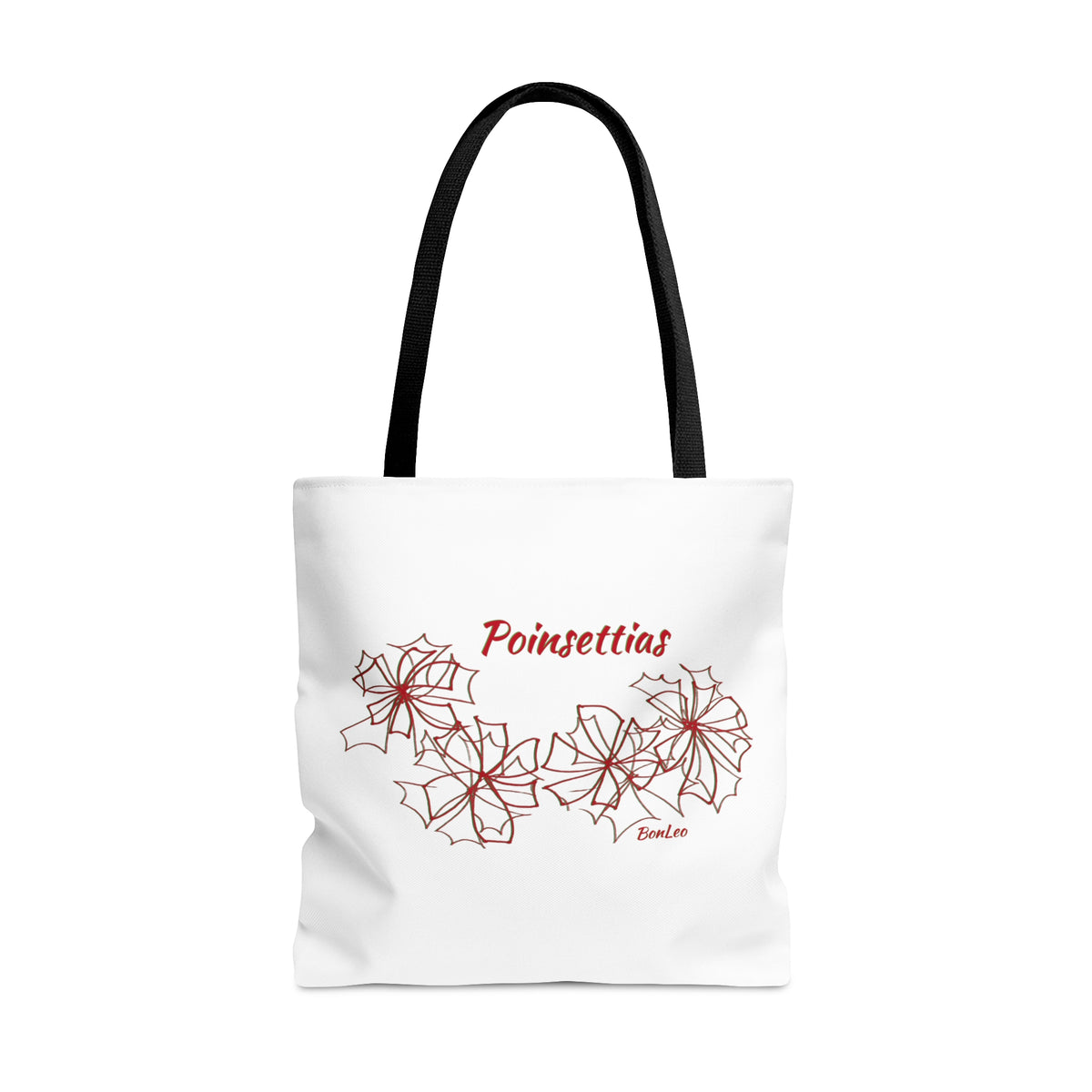 Poinsettias Polyester Tote Bag