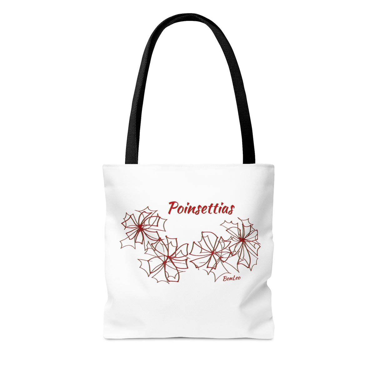 Poinsettias Polyester Tote Bag