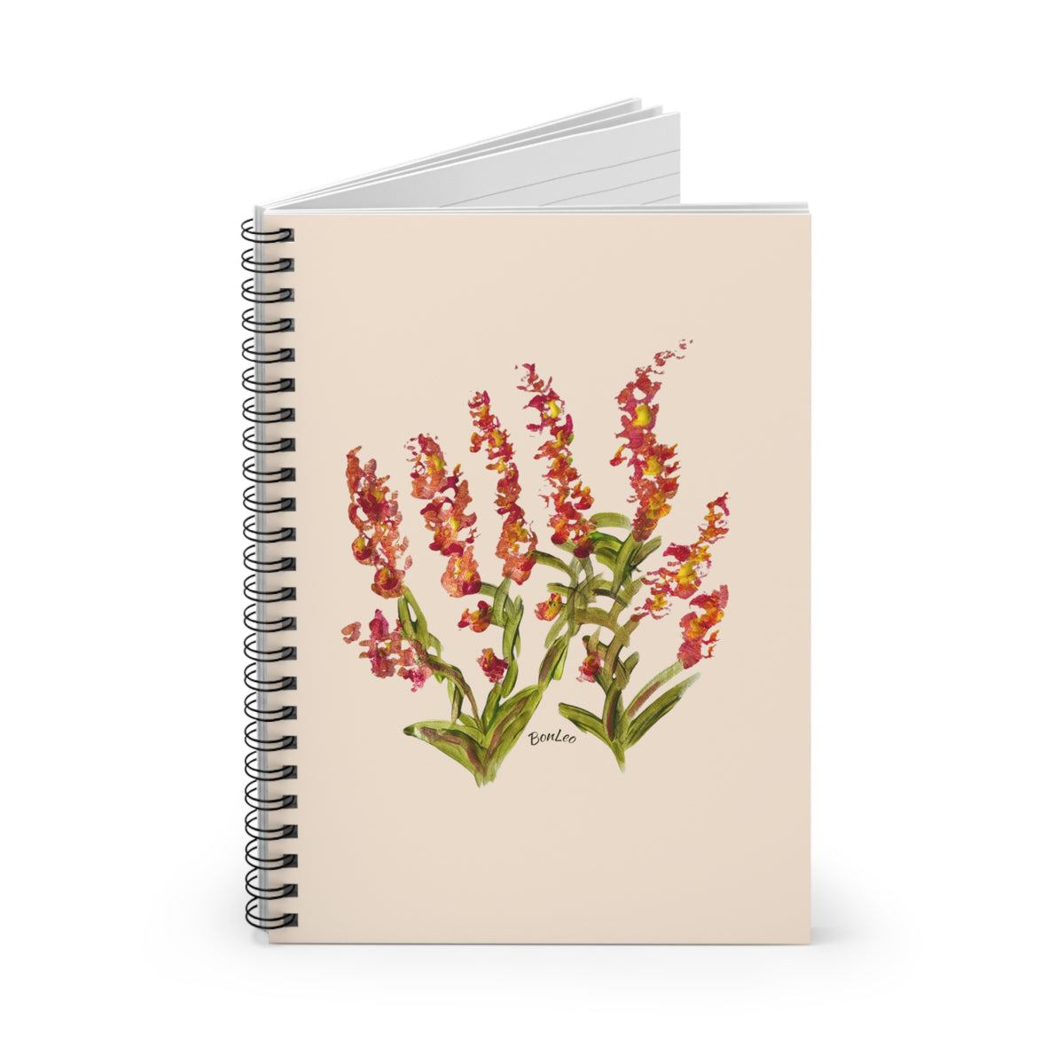 Whimsical Garden Spiral Notebook - Ruled Line in Orange Blooms