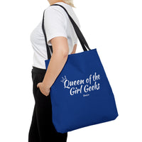 Queen of the Girl Geeks Polyester Tote Bag in Dark Blue