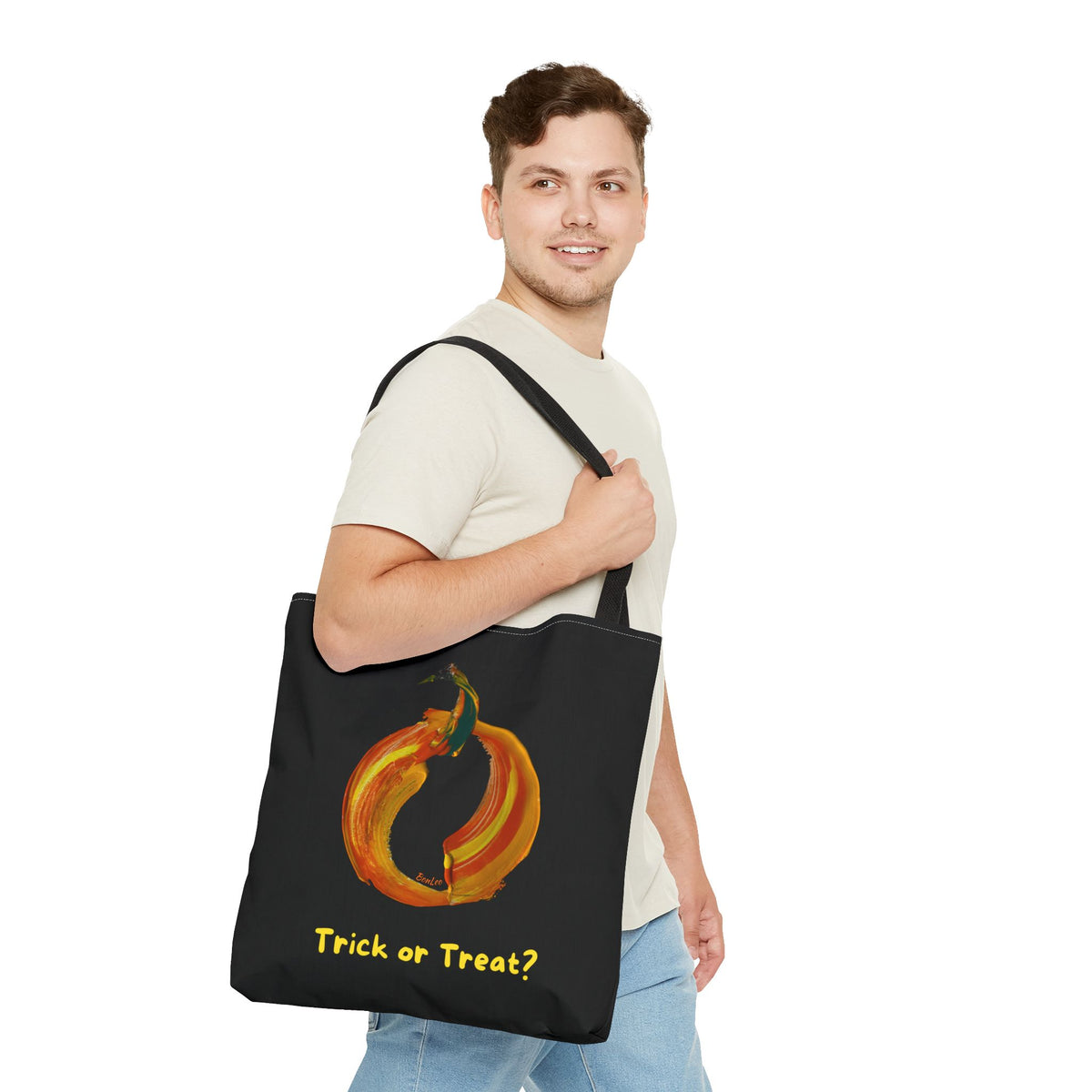 Fiery Halloween Pumpkin Trick or Treat Bag by Lenny Pinna