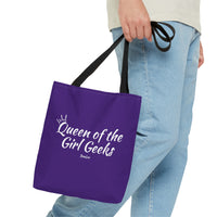 Queen of the Girl Geeks Polyester Tote Bag in Purple