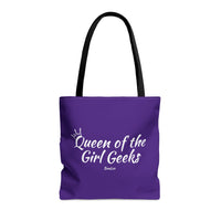 Queen of the Girl Geeks Polyester Tote Bag in Purple