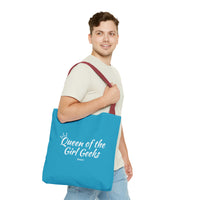 Queen of the Girl Geeks Polyester Tote Bag in Turquoise