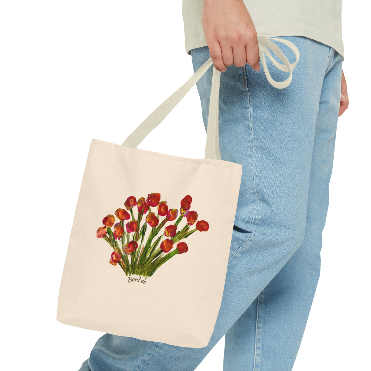 Whimsical Garden Tote Bag Red Flowers