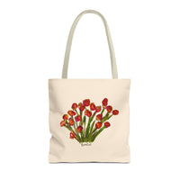 Whimsical Garden Tote Bag Red Flowers