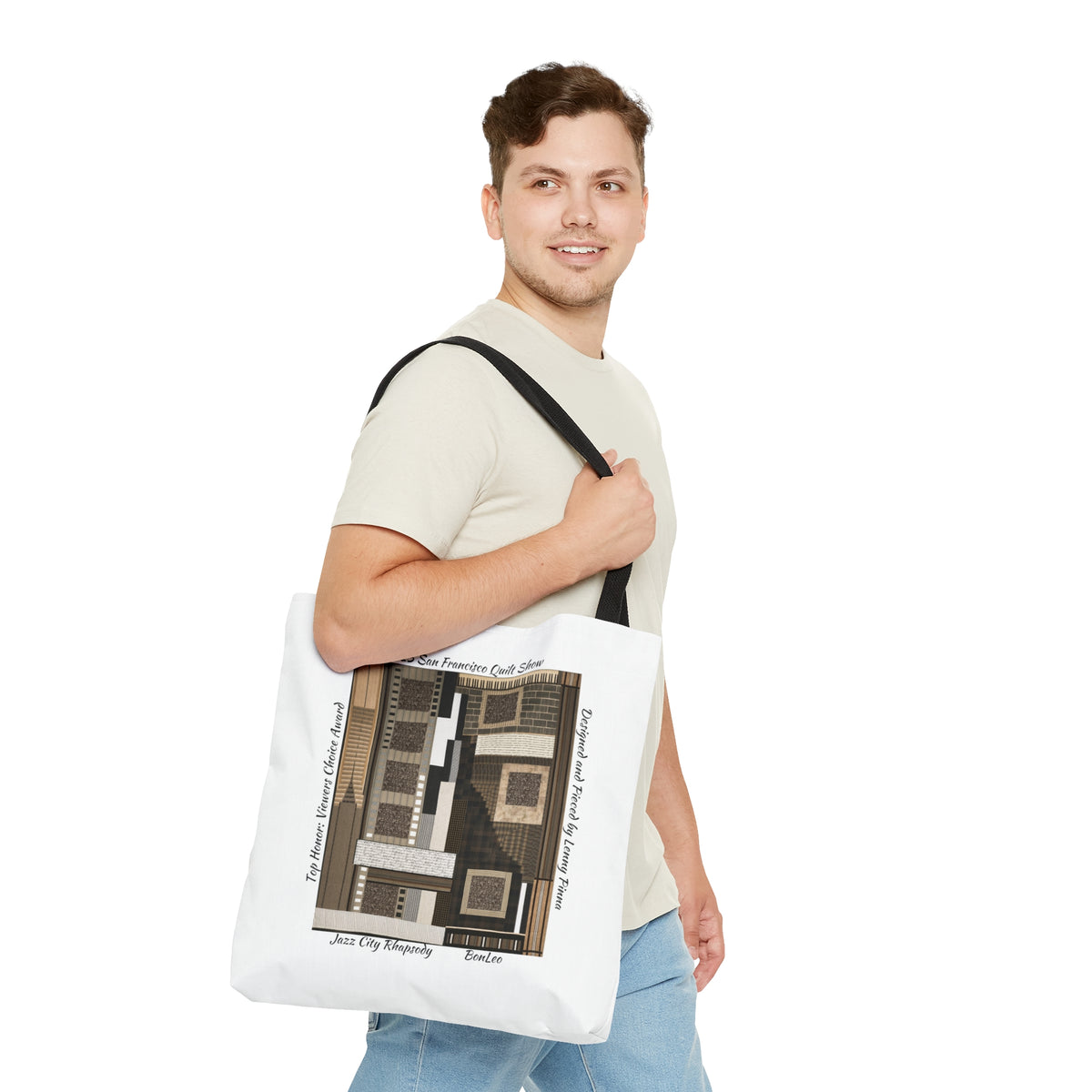 Jazz City Rhapsody Designed by Lenny Pinna Tote Bag in White