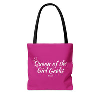 Queen of the Girl Geeks Polyester Tote Bag in Pink