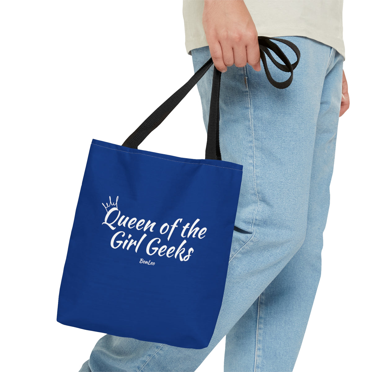 Queen of the Girl Geeks Polyester Tote Bag in Dark Blue