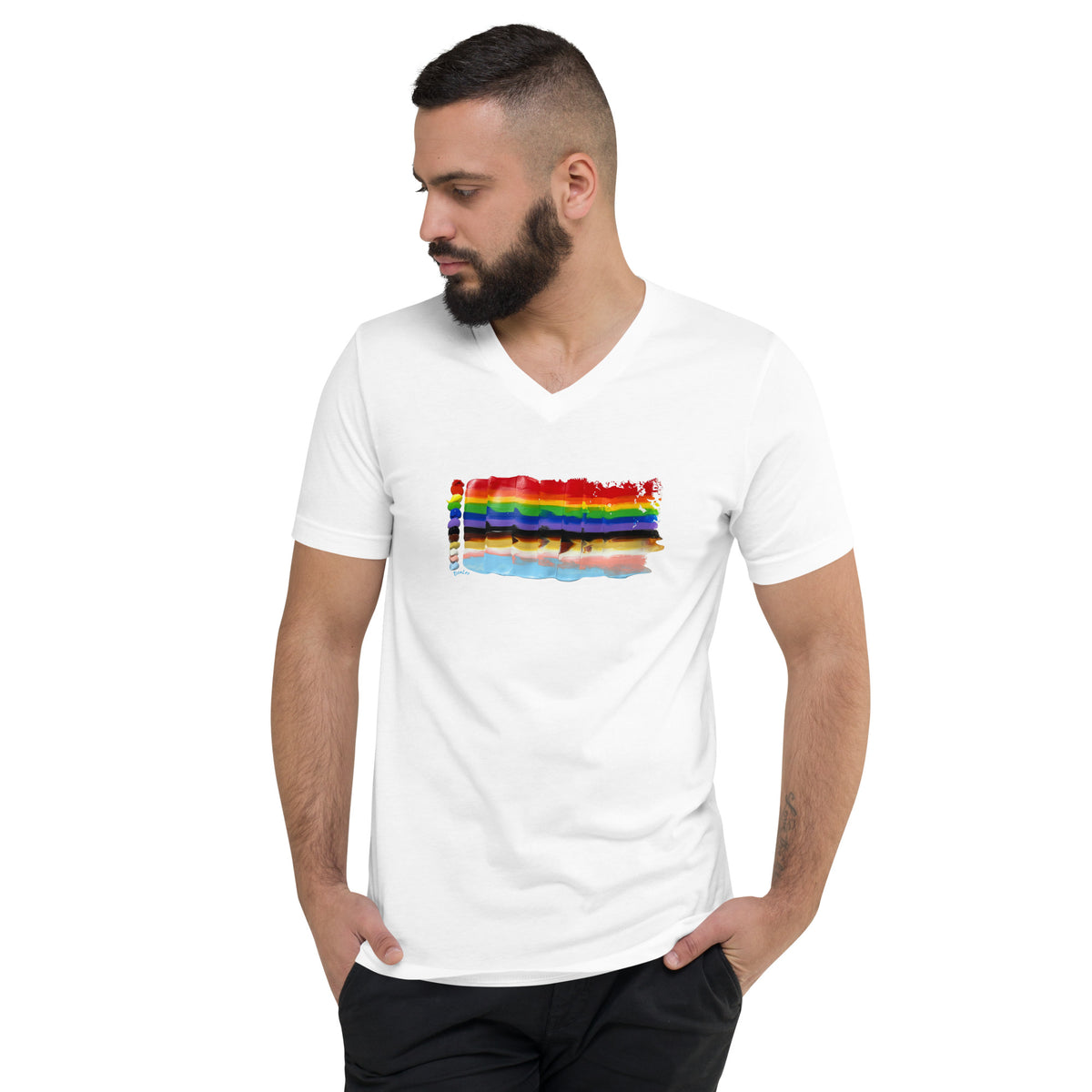 Pride Flag 2024 Unisex Short Sleeve V-Neck T-Shirt